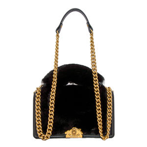 CHANEL Boy Chanel Fur 2WAY Bag Black